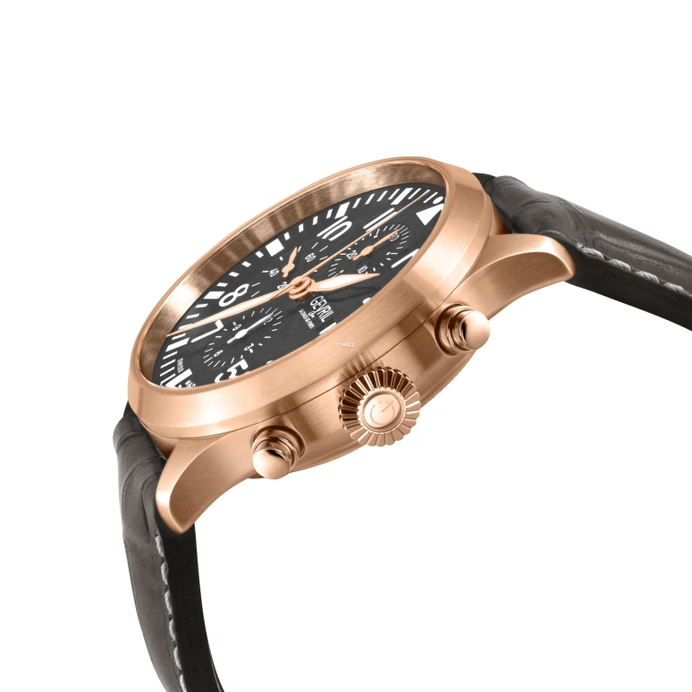 Gevril,Vaughn Pilot 44mm,44mm,Stainless Steel,Black,Automatic,Chronograph,Day,47103,47103-1