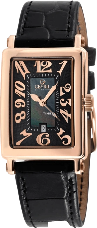 Gevril,Avenue of Americas 33x25mm,33x25mm,Stainless Steel,Black,Quartz,Day,Sapphire,Crystal Glass,7346R,7346R-2