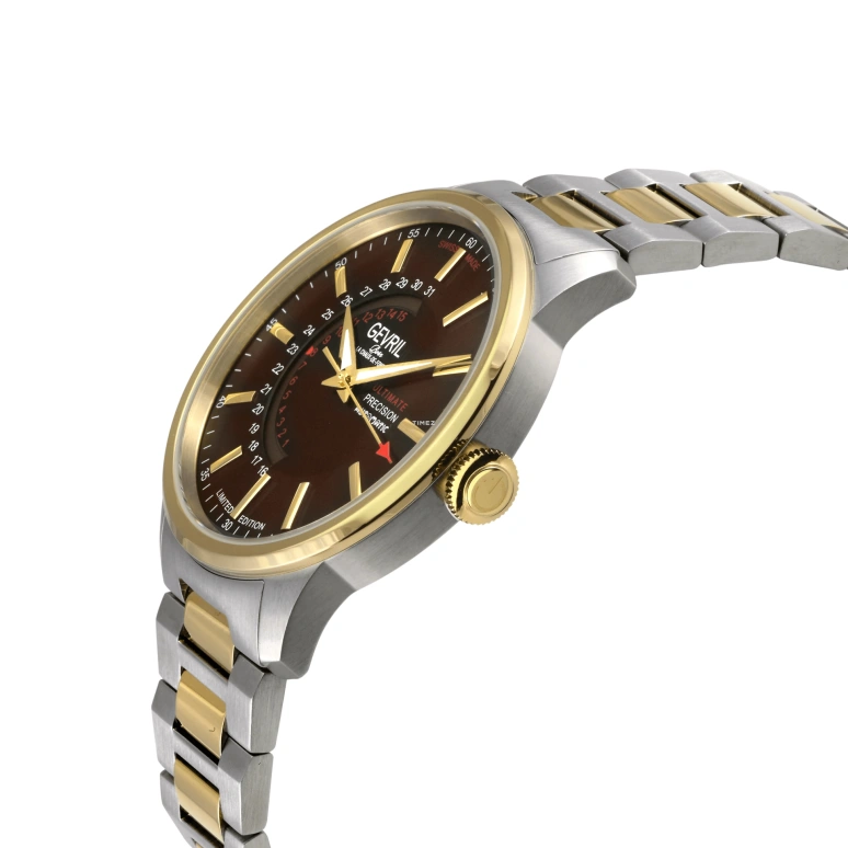 Gevril,Guggenheim 46mm,46mm,Stainless Steel,Brown,Automatic,Day,Sapphire,49206B
