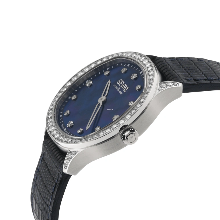 Gevril,Morcote 36mm,36mm,Stainless Steel,Blue,Quartz,Sapphire,Cushion,10243