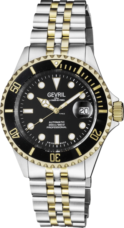 Gevril,Wall Street 43mm,43mm,Stainless Steel,Black,Automatic,Day,38hours,4855B