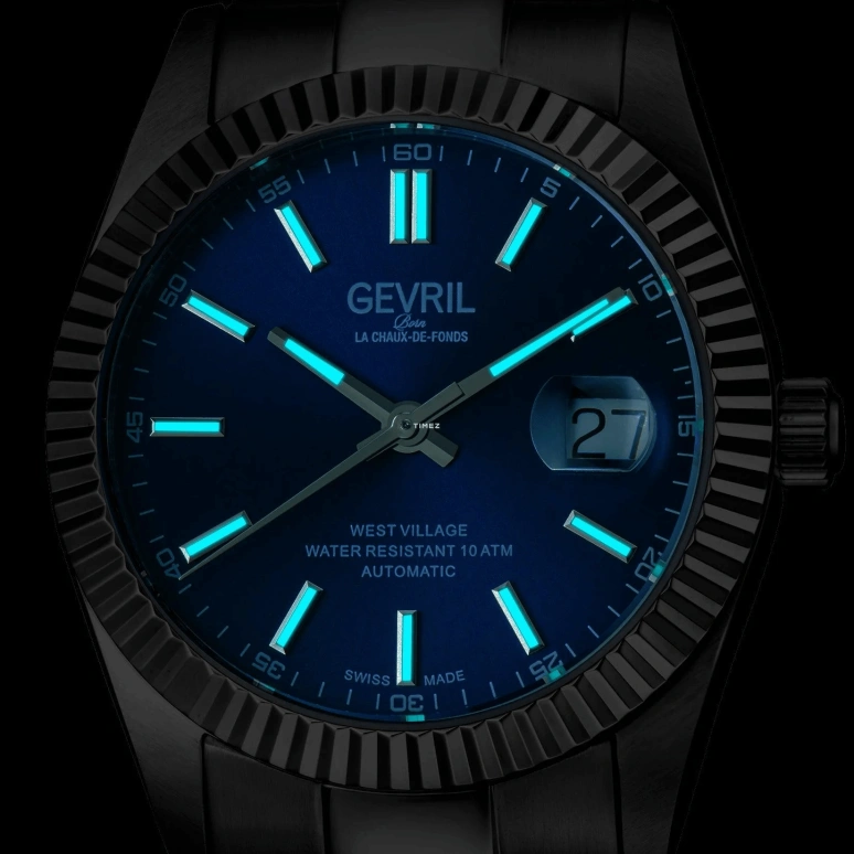 Gevril,West Village 40mm,40mm,Stainless Steel,Blue,Automatic,Day,38hours,48920