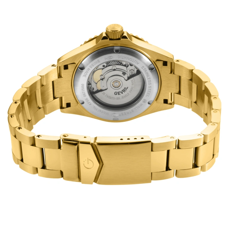 Gevril,Wall Street 39mm,39mm,Stainless Steel,Green,Automatic,Day,38hours,4758B