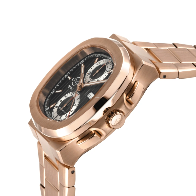 Gevril,Potente 40mm,40mm,Stainless Steel,Black,Automatic,Chronograph,Date,Day,18502B