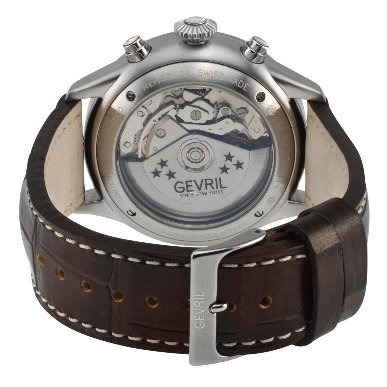 Gevril,Vaughn Pilot 44mm,44mm,Stainless Steel,Grey,Automatic,Chronograph,Day,47102,47102-1