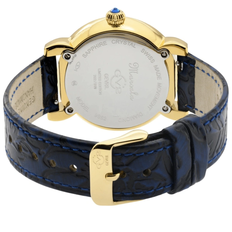 Gevril,Marsala 37mm,37mm,Stainless Steel,Blue,Quartz,Sapphire,Crystal Glass,Round,9862