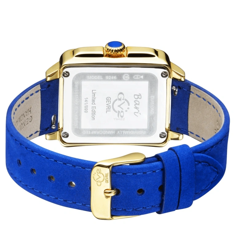 Gevril,Bari 37mm,37mm,Stainless Steel,Blue,Quartz,Sapphire,Crystal Glass,Rectangular,9248,9248.3