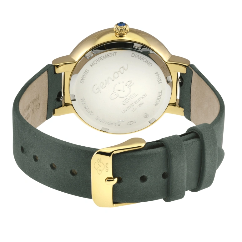 Gevril,Genoa 37mm,37mm,Stainless Steel,Green,Quartz,Moonphase,Day,12544