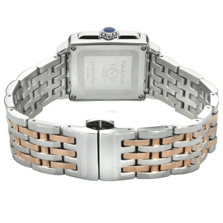 Gevril,Padova 27.50mm,27.50mm,Stainless Steel,Dual,Pink,White,Quartz,Sapphire,Rectangular,12302B