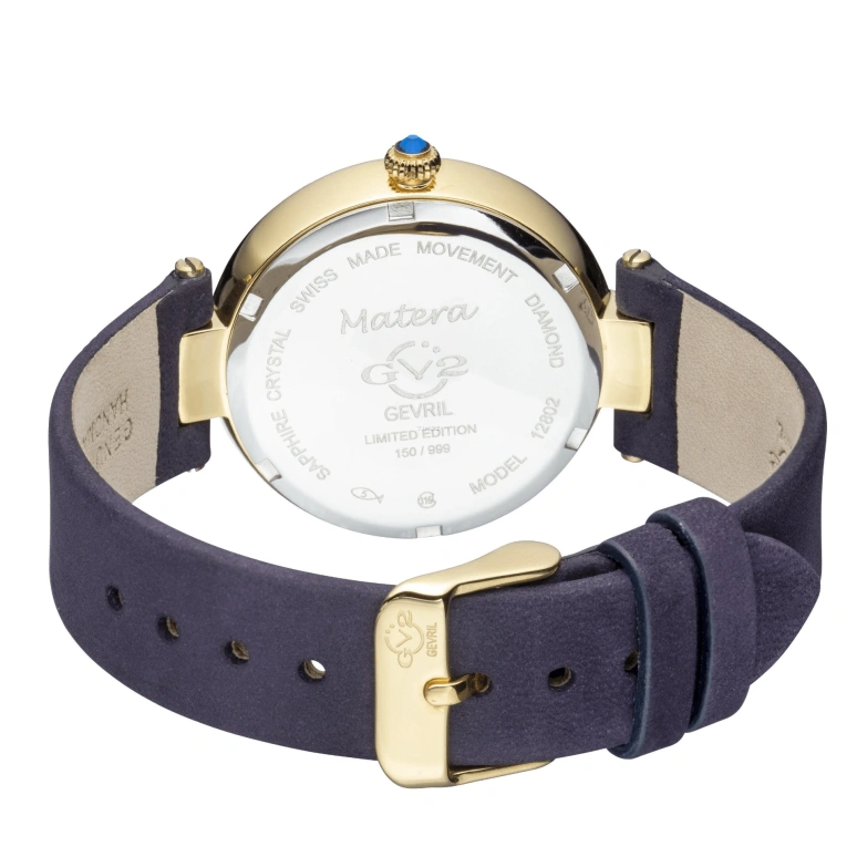 Gevril,Matera 36mm,36mm,Stainless Steel,Purple,Quartz,Sapphire,Round,12802