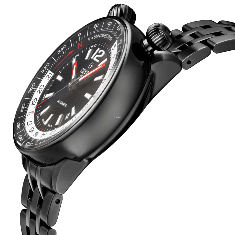 Gevril,Wallabout 44mm,44mm,Stainless Steel,Black,Automatic,Day,Sapphire,48562