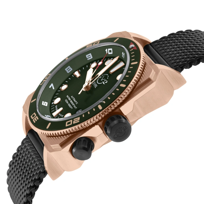 Gevril,XO Submarine 44mm,44mm,Stainless Steel,Olive Green,Automatic,Day,Dule Time,4543B