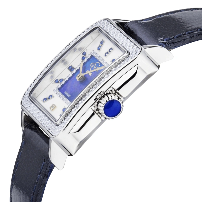 Gevril,Padova 28.50mm,28.50mm,Stainless Steel,White,Blue,Quartz,Sapphire,Rectangular,12332