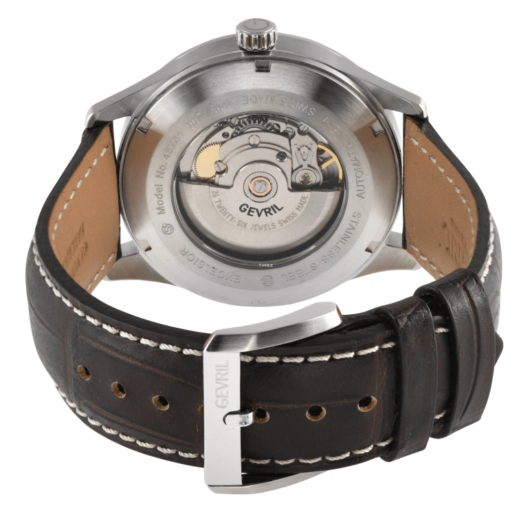Gevril,Excelsior 42mm,42mm,Stainless Steel,Silver,Automatic,Date,Day,48201