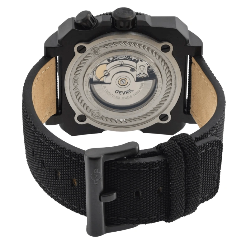 Gevril,XO Submarine 44mm,44mm,Stainless Steel,Black,Automatic,Day,Dule Time,4546