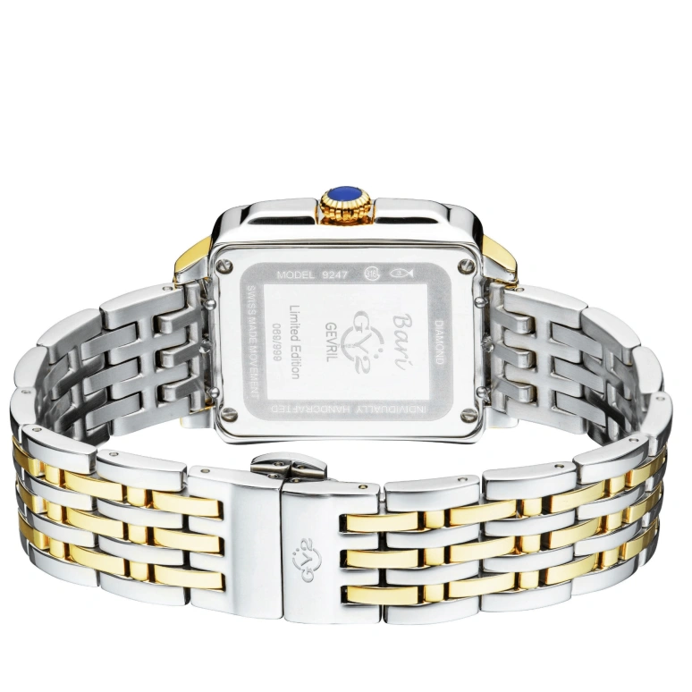 Gevril,Bari 37mm,37mm,Stainless Steel,Silver,White,Quartz,Sapphire,Crystal Glass,Rectangular,9247B