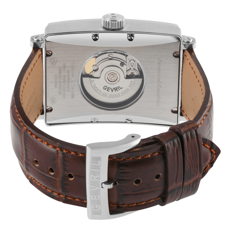 Gevril,Avenue of Americas 44mm,44mm,Stainless Steel,White,Automatic,Day,38hours,15005,15005-6
