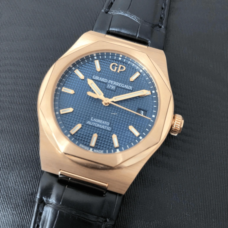 Girard-Perregaux,Laureato 38mm,38mm,Rose Gold,Blue,Automatic,Day,46hours,81005,81005-52-432-BB6A