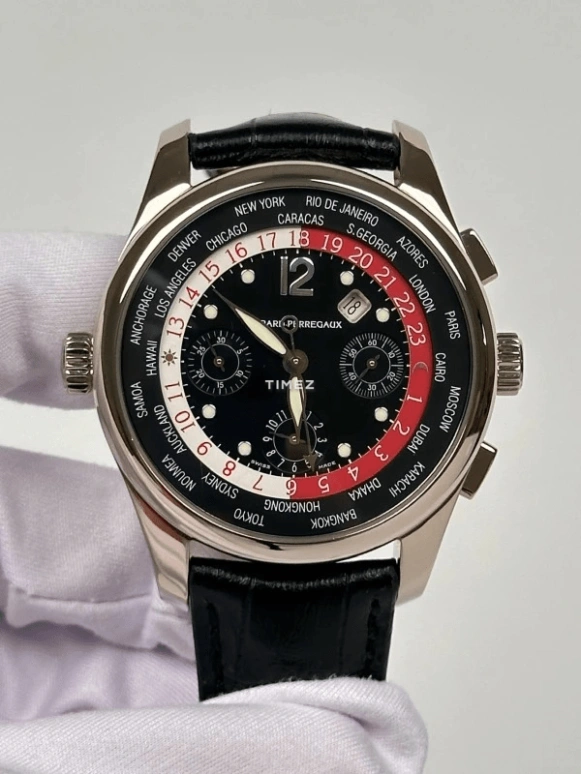 Girard-Perregaux,Heritage 44mm,44mm,White Gold,Black,Automatic,Chronograph,Day,World Time,Day / Night Indication,46hours,In-house Caliber,49800,49800-53-651-BA6A