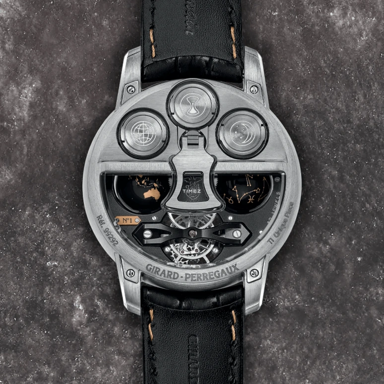 Girard-Perregaux,Other 47mm,47mm,Titanium,Grey,Skeleton,Handwound,Tourbillon,Zodiac Indications,Day / Night Indication,99292,99292-21-3093-5CC