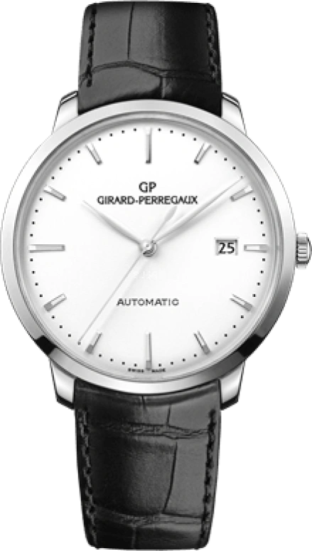 Girard-Perregaux,1966 40mm,40mm,Stainless Steel,Silver,White,Automatic,Day,46hours,49555,49555-11-131-BB60