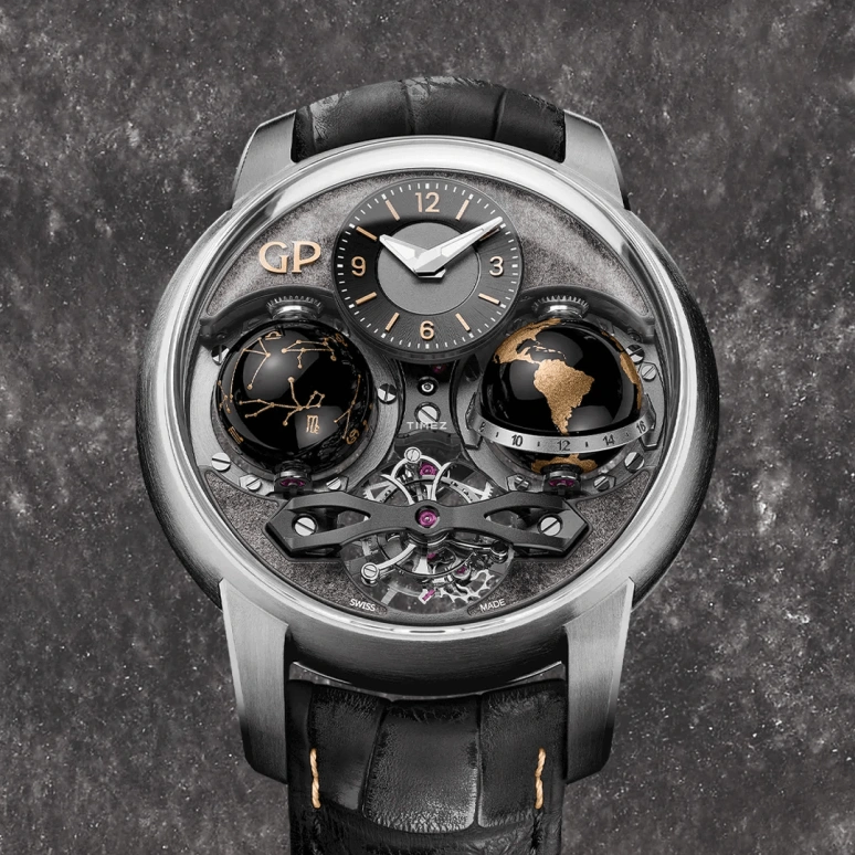 Girard-Perregaux,Other 47mm,47mm,Titanium,Grey,Skeleton,Handwound,Tourbillon,Zodiac Indications,Day / Night Indication,99292,99292-21-3093-5CC