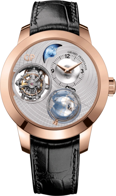 Girard-Perregaux,Bridges 48mm,48mm,Rose Gold,Silver,Sapphire,Crystal Glass,99290,99290-52-151-BA6A