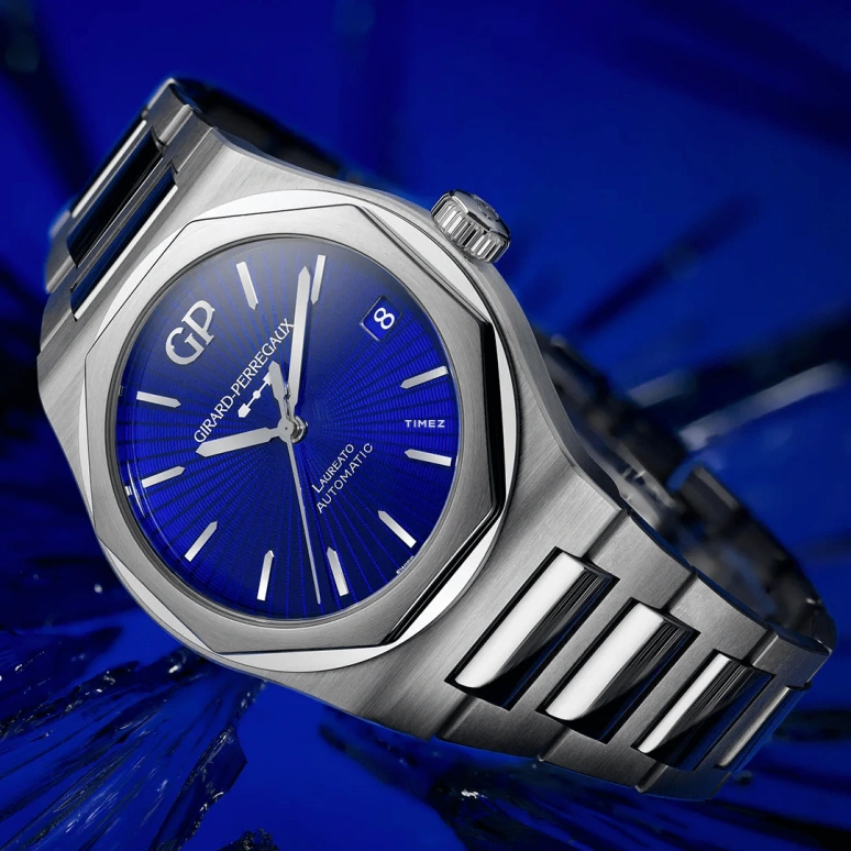 Girard-Perregaux,Laureato 42mm,42mm,Stainless Steel,Blue,Automatic,Day,54hours,81010,81010-11-432-11A