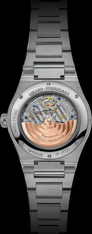 Girard-Perregaux,Laureato 38mm,38mm,Stainless Steel,Yellow,Automatic,Day,Sapphire,Crystal Glass,81005,81005-11-3154-1CM