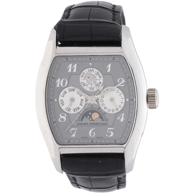 Girard-Perregaux,Heritage 37x37mm,37x37mm,Platinum,Grey,Automatic,Moonphase,Perpetual Calendar,Leap Year,Month,46hours,In-house Caliber,27220,27220-0-71-2742