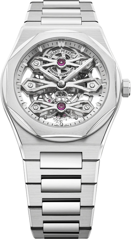 Girard-Perregaux,Laureato 41mm,41mm,White Gold,Stainless Steel,Silver,Automatic,Tourbillon,55hours,99112,99112-58-3576-1CM