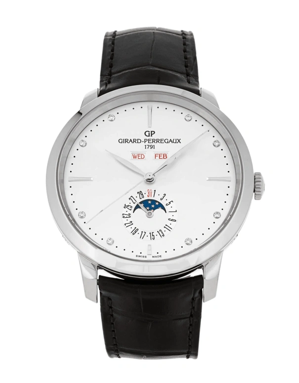 Girard-Perregaux,1966 40mm,40mm,Stainless Steel,Silver White,Automatic,Moonphase,Month,Date,Day,46hours,In-house Caliber,49535,49535-11-1A2-BB60