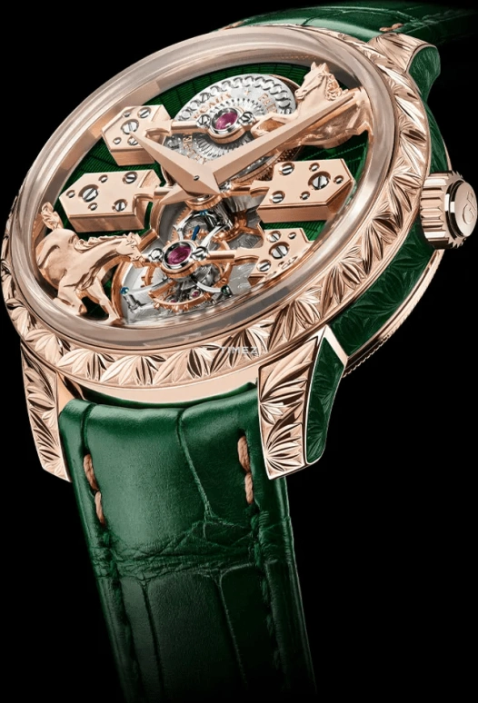 Girard-Perregaux,Bridges 43mm,43mm,Rose Gold,Green,Rose Gold,Automatic,Tourbillon,Sapphire,Crystal Glass,99274,99274-52-3162-5CC