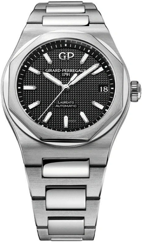 Girard-Perregaux,Laureato 42mm,42mm,Stainless Steel,Black,Automatic,Day,54hours,81010,81010-11-634-11A
