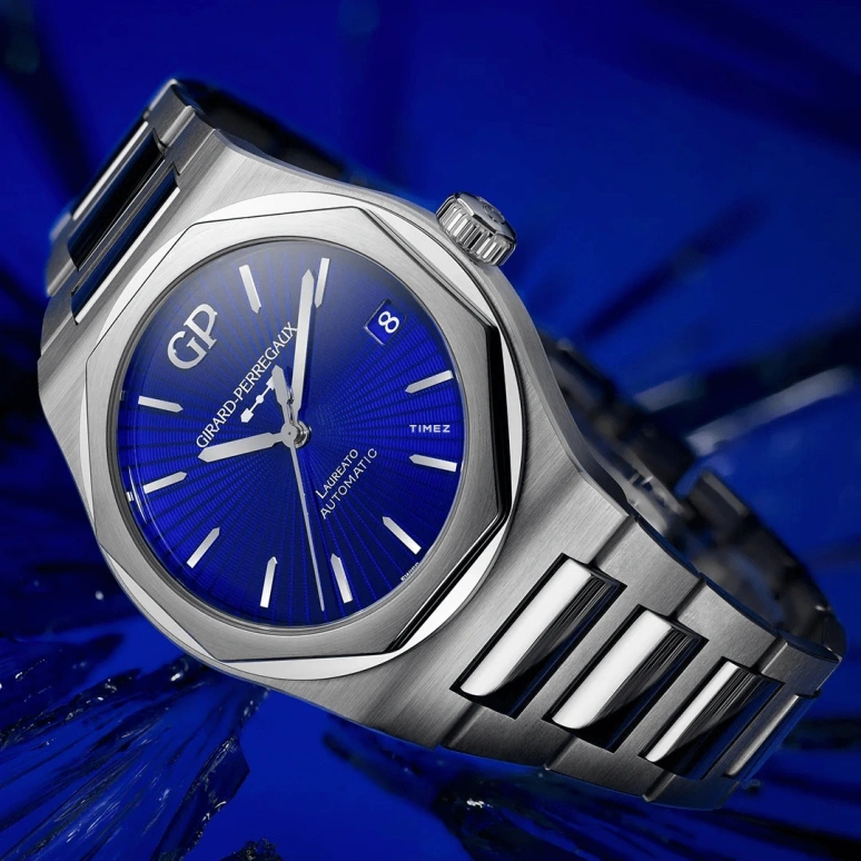 Girard-Perregaux,Laureato 42mm,42mm,Stainless Steel,Blue,Automatic,Day,Sapphire,Crystal Glass,81010,81010-11-432011A