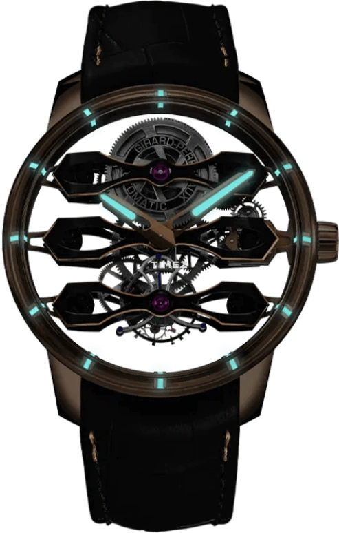 Girard-Perregaux,Bridges 44mm,44mm,Rose Gold,Skeleton,Automatic,Tourbillon,Sapphire,Crystal Glass,99296,99296-52-001-BA6A