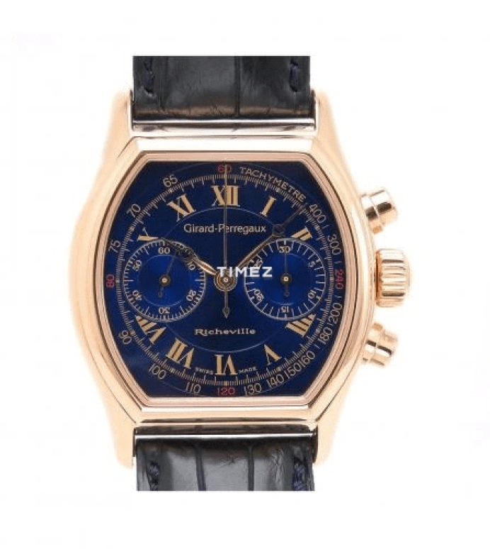 Girard-Perregaux,Other 35x44mm,35x44mm,Rose Gold,Blue,Handwound,Chronograph,Tonneau,2710