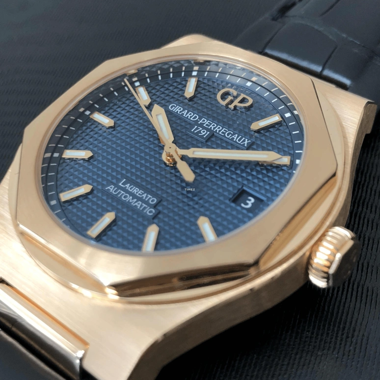 Girard-Perregaux,Laureato 38mm,38mm,Rose Gold,Blue,Automatic,Day,46hours,81005,81005-52-432-BB6A