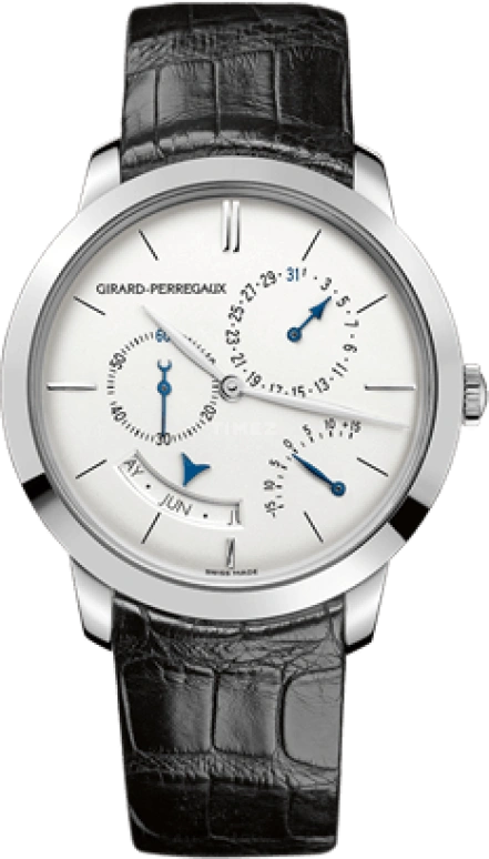 Girard-Perregaux,1966 40mm,40mm,White Gold,Silver,Automatic,Annual Calendar,Month,Day,49538,49538-53-133-BK6A