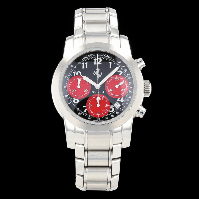 Girard-Perregaux,Other 40mm,40mm,Stainless Steel,Black,Red,Automatic,Chronograph,Day,8028 330P4 Red