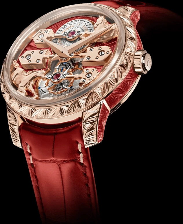 Girard-Perregaux,Bridges 43mm,43mm,Rose Gold,Red,Automatic,Tourbillon,Sapphire,Crystal Glass,99274,99274-52-3161-5CC
