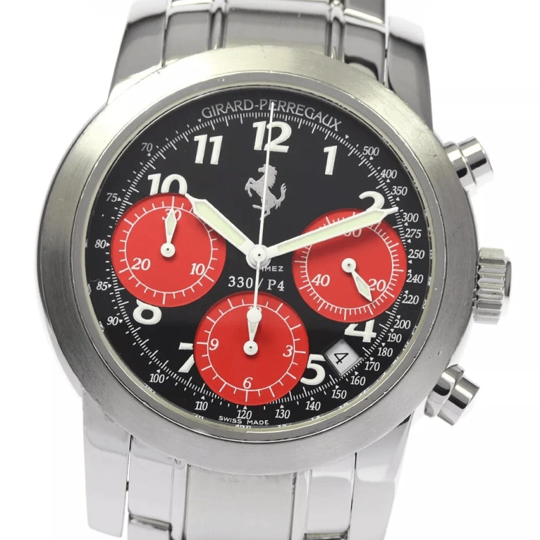 Girard-Perregaux,Other 40mm,40mm,Stainless Steel,Black,Red,Automatic,Chronograph,Day,8028 330P4 Red
