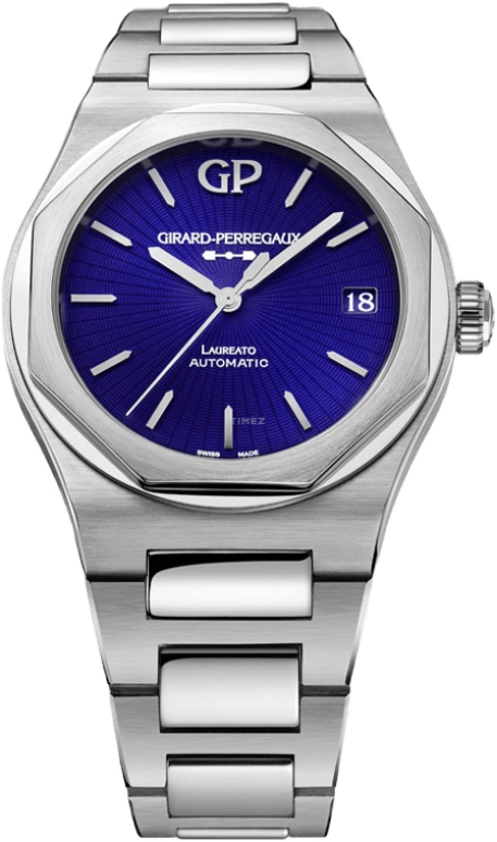 Girard-Perregaux,Laureato 42mm,42mm,Stainless Steel,Blue,Automatic,Day,54hours,81010,81010-11-432-11A