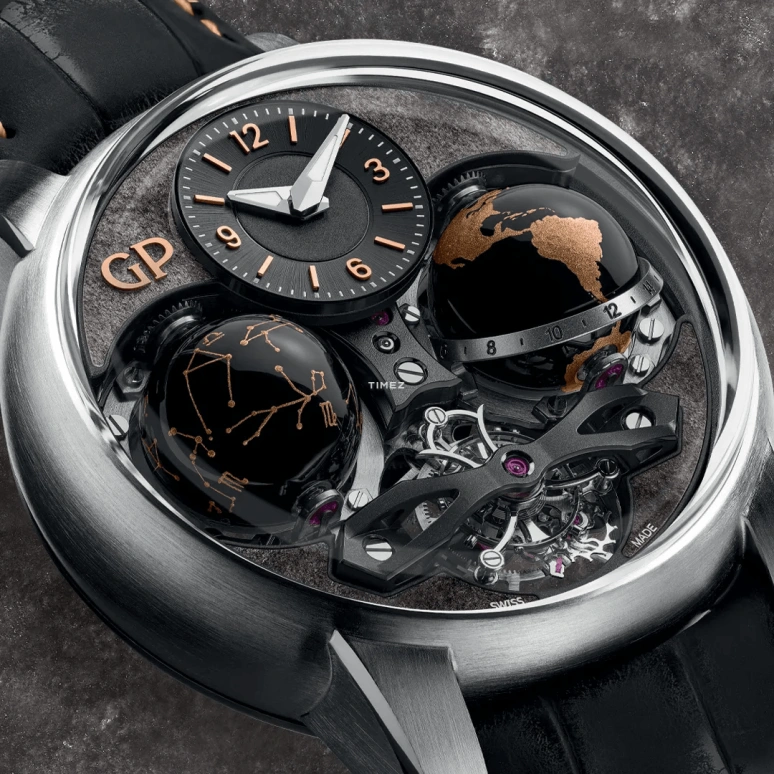 Girard-Perregaux,Other 47mm,47mm,Titanium,Grey,Skeleton,Handwound,Tourbillon,Zodiac Indications,Day / Night Indication,99292,99292-21-3093-5CC