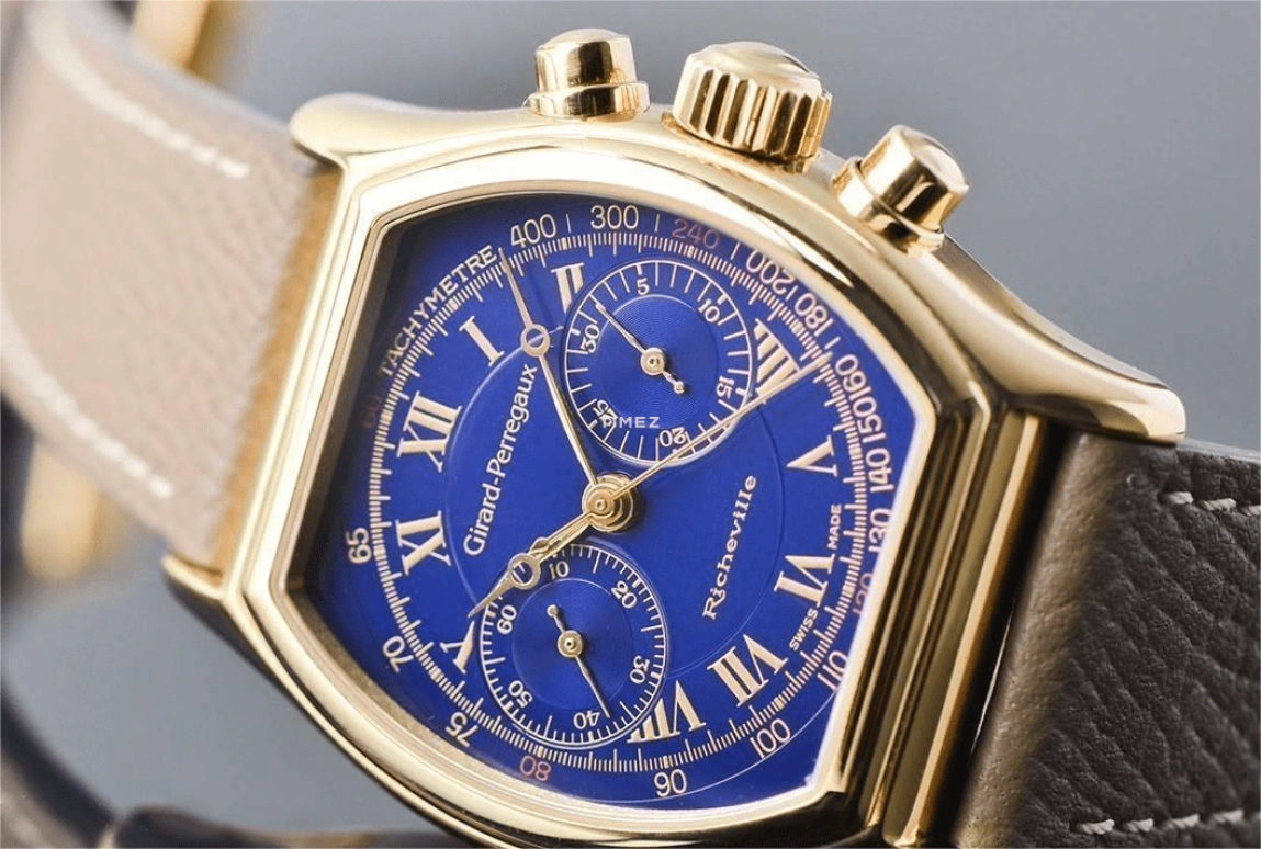 Girard-Perregaux,Other 35x44mm,35x44mm,Rose Gold,Blue,Handwound,Chronograph,Tonneau,2710