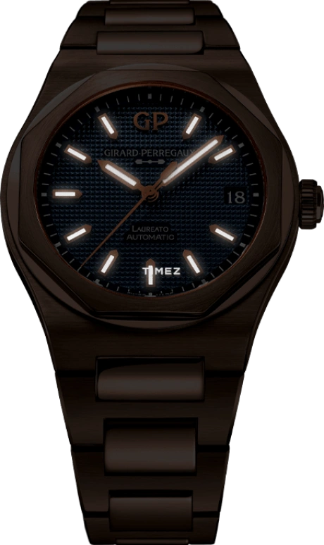 Girard-Perregaux,Laureato 42mm,42mm,Rose Gold,Blue,Automatic,Day,Sapphire,Crystal Glass,81010,81010-52-436-52A