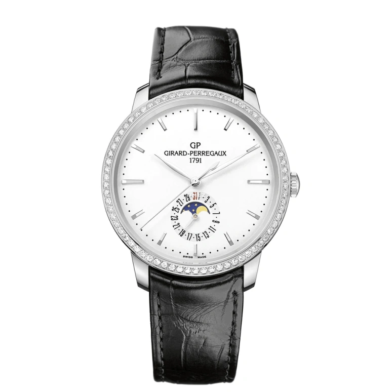 Girard-Perregaux,1966 40mm,40mm,Stainless Steel,White,Automatic,Moonphase,Day,49545D11A131,49545D11A131-BB60