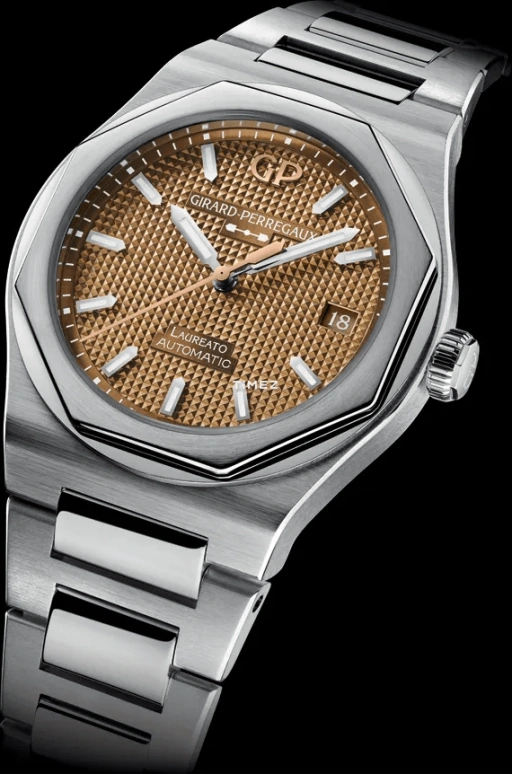 Girard-Perregaux,Laureato 38mm,38mm,Stainless Steel,Yellow,Automatic,Day,Sapphire,Crystal Glass,81005,81005-11-3154-1CM