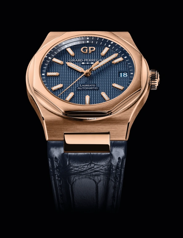 Girard-Perregaux,Laureato 42mm,42mm,Rose Gold,Blue,Handwound,Day,Sapphire,Glass,81010,81010-52-436-BB4A