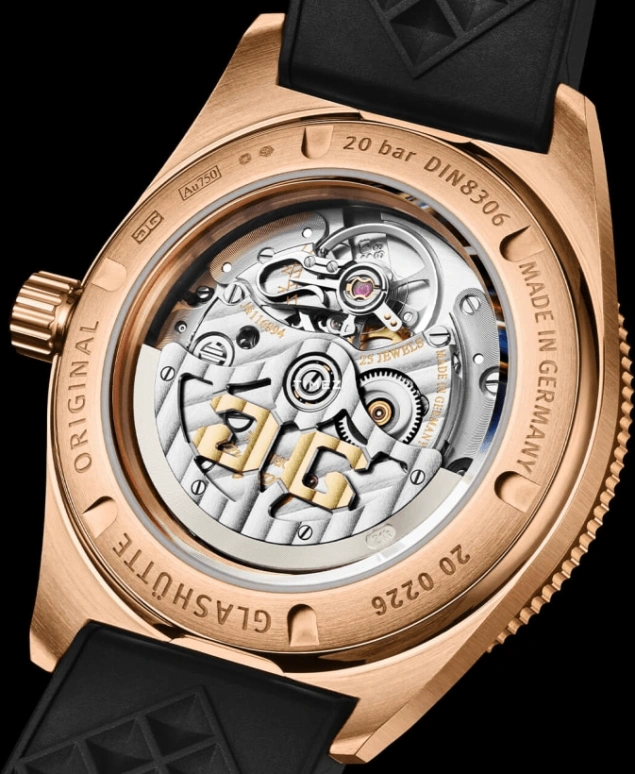 Glashütte Original,SeaQ 39.50mm,39.50mm,Rose Gold,Black,Automatic,Day,Sapphire,Crystal Glass,1,1-39-11-17-91-35